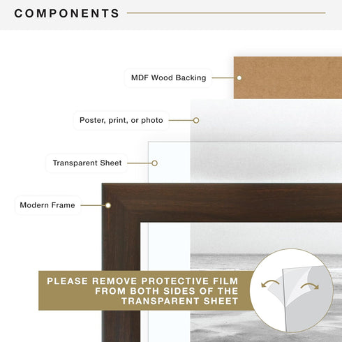 MCS Museum Poster Frame 16x24 Espresso Woodgrain, Vertical & Horizontal Large Picture Frame for Photos, Posters