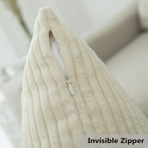 Home Brilliant Large Euro Pillow Sham, Super Soft Plush Corduroy Textured Cover, 26 x 26 (Cream Cheese)