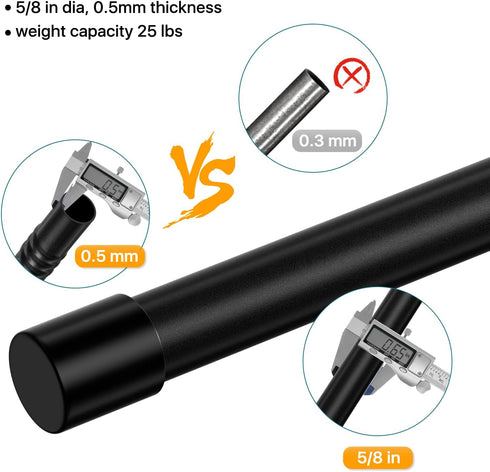 Adjustable Curtain Rods 120 Inch for Windows 66 to 120, Single 5/8 Inch Diameter Drapery Rod Set with Brackets
