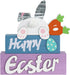 Easter Decorations, MEETYAMOR 3-Layered Easter Bunny with Carrots Farmhouse Wood Block Easter