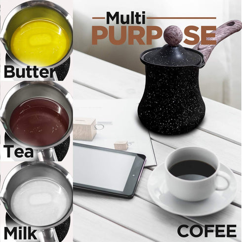 12 oz Turkish Coffee Pot, Arabic Coffee Ibrik Heavy-Duty Stainless Steel, Corrosion Resistant (350 ml)
