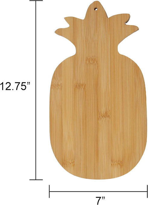 Pineapple Shaped Bamboo 12.75” x 7” Serving and Cutting Board – for Serving Appetizers, Cheeses, Charcuterie, Decoration and More by Vastigo