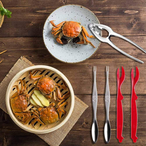 13 Set 4 4 4 1 Pieces Crab Leg Crackers Including Nut Crackers, Lobster Shell Forks, Stainless Steel Forks and Portable