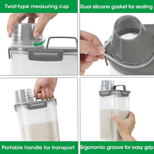 2 Pack 5 Lbs, TBMax Rice Container Cereal Storage Container Kitchen Pantry Dry Food Storage Holder with Easy-Pouring