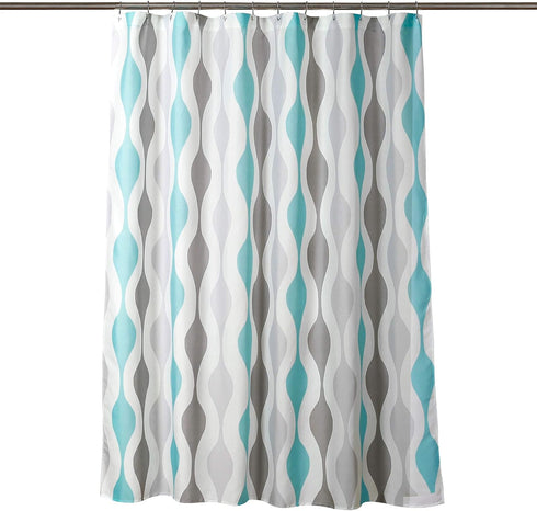 Lush Decor Mid Century Geo Shower Curtain, 72" x 72", Blue & Gray - Stylish Bathroom Decor
