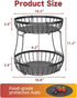 2 Counter 2 Counter Sevenblue Tier Large Fruit Basket for Kitchen with Banana Hangers, Metal Stackable Fruit Bowl