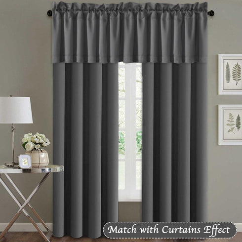 H.VERSAILTEX 2 Panels Blackout Curtain Valances for Kitchen Windows/Bathroom/Living Room/Bedroom Privacy Decorative Rod Pocket Short Window Valance Curtains, 52" W x 18" L, Charcoal Gray by H.VERSAILTEX