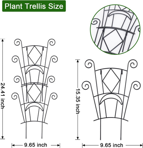 4 Pack Yhtpouqe Stackable Metal Plant Trellis for Climbing Plants Outdoor/Indoor - Sturdy Garden Trellis for Potted
