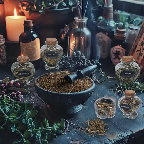 DreamdaMoonnly 20 Witchcraft Supplies Herbs Kit - Pcs Dried Herbs and Flowers for Witch Starter - Spell Herbs Jars