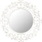 Round Wall Mirror, Hand Carved Rustic Farmhouse Accent Mirror, 14x14 Inch White Antique Entry Mirror for Bathroom