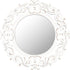 Round Wall Mirror, Hand Carved Rustic Farmhouse Accent Mirror, 14x14 Inch White Antique Entry Mirror for Bathroom