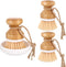 Boao 3 Pieces Bamboo Dish Scrub Brush and 1 Holder Natural Wooden