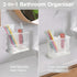 White Toothbrush Holders for Bathrooms, Wall Mounted with 2 Cup, Dry & Wet Separation, Bathroom Countertop Organizer Set