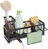 SWTYMIKI Kitchen Sink Sponge Holder - Self-draining Caddy with Brush Holder, Stainless Steel Countertop Organizer