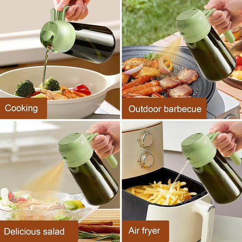 2PCS 16oz/470ml 2 1 YARRAMATE Oil Sprayer for Cooking with Stickers, Food-Grade in Olive Oil Dispenser Bottle