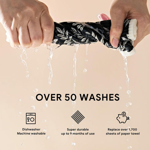 4 Pack Counter 12" 10" RECYCO Swedish Dishcloths for Kitchen | Oversized Washable Dish Rags | Large Cellulose Reusable
