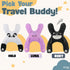 Kids Car Sleeping Pillow - X-Shaped Plush Animal for Neck & Back Support - Hands & Seat Belt Slot - Machine Washable