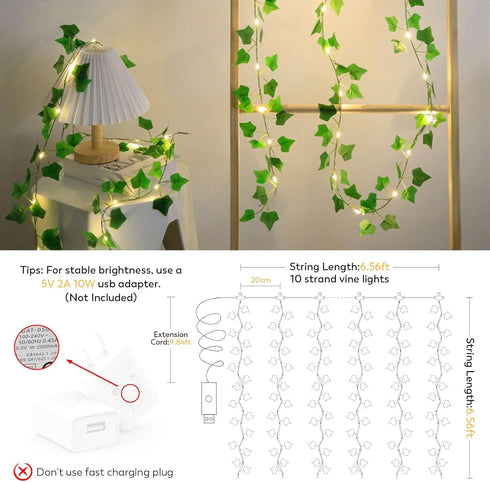 6.5ft 6.5ft 200 8 A.bigwhale Vines Lights for Bedroom, x Ivy Garland with LED Vine Artificial Fairy Lights Curtain