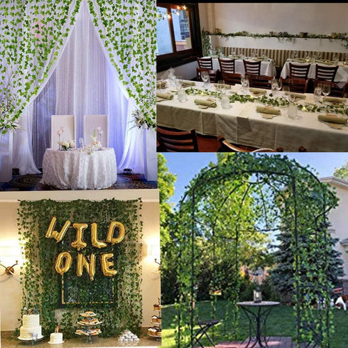 KUPOO 12 Strands 84 Feet Artificial Ivy Leaf Plants Vine Hanging Garland for Wedding Party Decoration