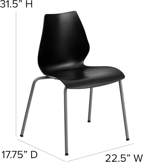 Flash Furniture HERCULES Series Stack Chair, 770 lb. Capacity with Lumbar Support and Silver Frame