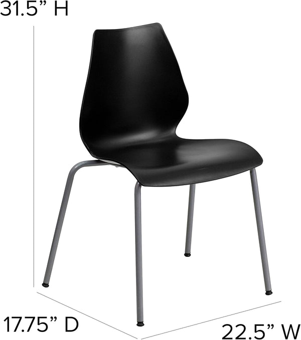 Flash Furniture HERCULES Series Stack Chair, 770 lb. Capacity with Lumbar Support and Silver Frame
