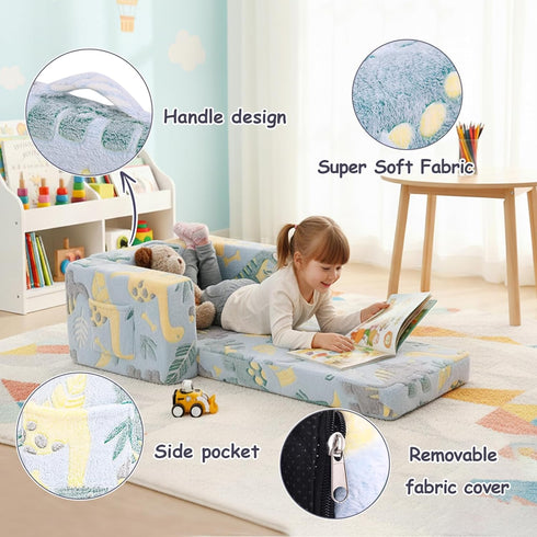 2-in-1 Tiita Kids Sofa, Kid Sofa, Convertible Children Couch to Lounger, Flip Out Kids Chair, Glow in The Dark Toddler