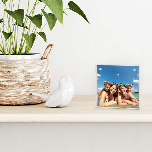 Americanflat 4x4 Acrylic Picture Frame - Double Sided Frames with Magnetic Corners for Desk or Tabletop Display