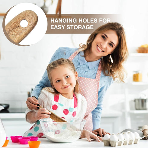 Spurtle for Sourdough Starter - Wooden Kitchen Utensils for Spreading, Cooking, Mixing, NonStick Cookware