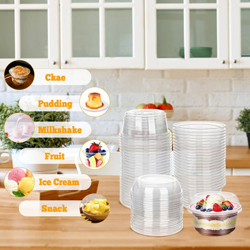 50 Pack 12 oz Ysglory Plastic Dessert Cups Clear Acai Bowls with Lids Disposable Fruit Parfait Cups Containers