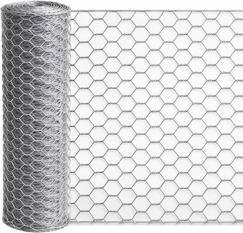 Galvanized Chicken Wire Mesh Roll 16.5" x 590", 0.8 Inch Hexagonal Poultry