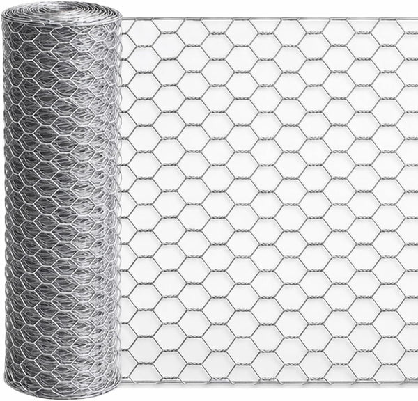 Galvanized Chicken Wire Mesh Roll 16.5" x 590", 0.8 Inch Hexagonal Poultry