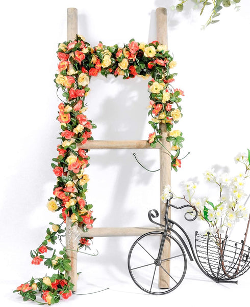 Miracliy 9Pcs 74FT Flower Garland, Artificial Rose Arch Vines for Wedding, Garden Tea Party Decoration