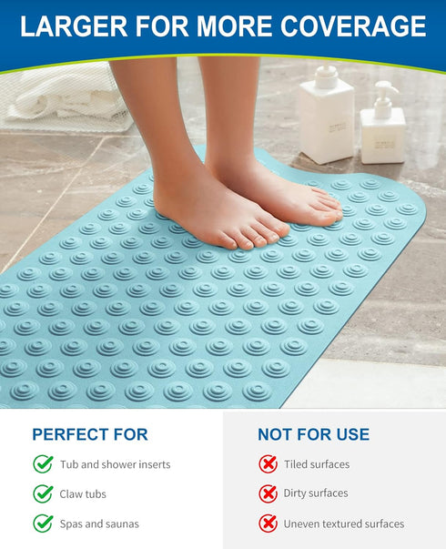 39x16inch (39x16inch, Bligli Bathtub Mat Non-Slip Without Suction Cups, Extra Long Bath Mats for Shower Bathroom