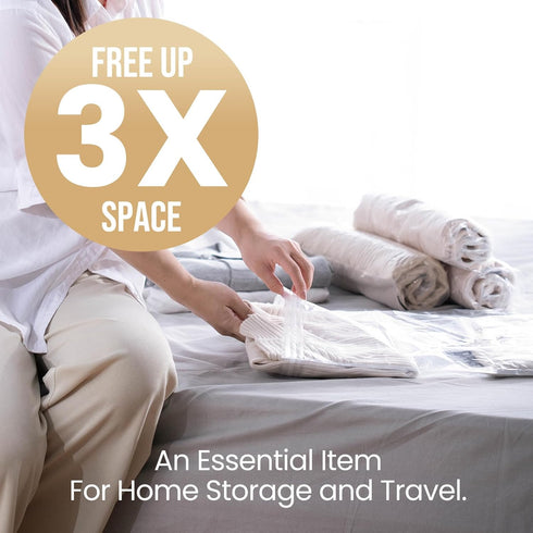 TAILI 10 Pack Travel Compression Bags, Clear Roll Up Space Saver Bags (23.6x15.7 inch), Hand Roll Packing Bags for