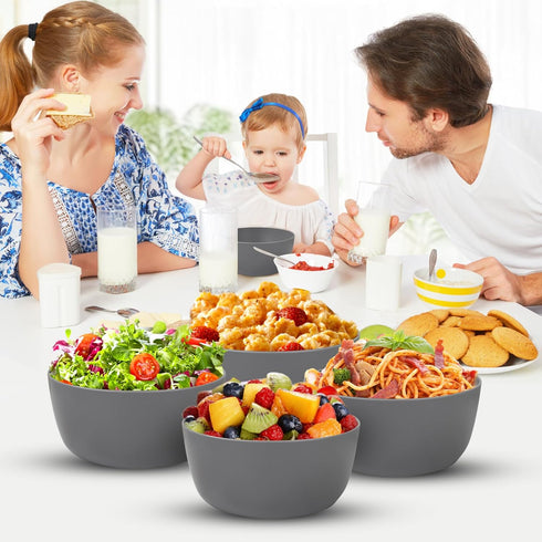EI 8pcs Wheat Straw Bowls, 28oz Unbreakable Reusable Plastic Bowls, Microwave and Dishwasher Safe, BPA Free