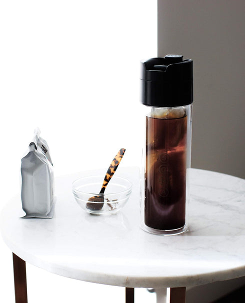 SOMA Double Wall Glass Tea and Coffee Cold Brew Bottle, Black, 12oz (SM18501K)