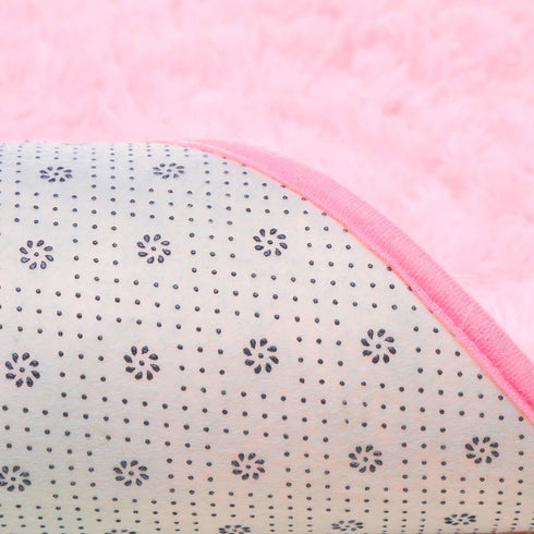 junovo Ultra Soft Washable Shaggy Rug (2.6x5.3ft Pink) - Non-Slip Oval Carpet for Kids Bedroom & Home Decor | Plush