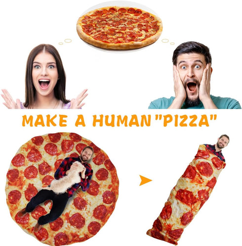 80 Inches Lhedon Pizza Blanket Adult Size, Blankets Queen Size, Round Pepperoni Pizza Food Blanket, Funny Gifts