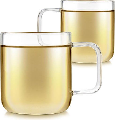 Teabloom Set of Two Premium Borosilicate Glass Cups - 8 Ounces (240 ml) - Stain-free and Microwave Safe