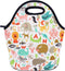 Neoprene Lunch Bag for Kids, Insulated Tote for Women, Men, Teens, Boys, Girls (Alphabet Animals)