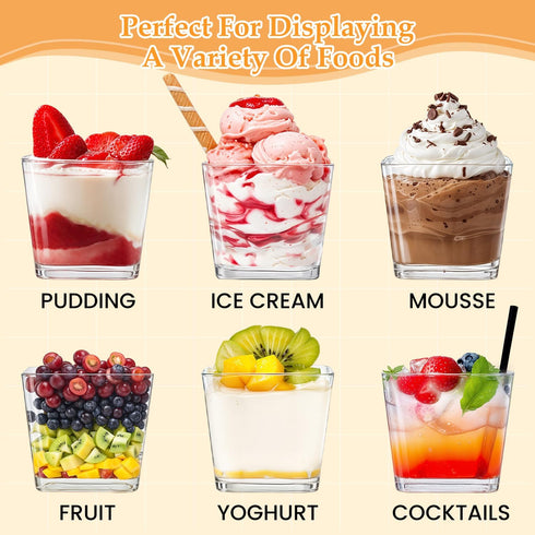 SEIION 80Pcs 3oz Mini Dessert Cups with Lids, Spoons & Bonus Forks Clear Plastic Parfait Cups for Jello, Mousse