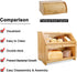 Counter, HOMEKOKO Double Layer Large Bread Box for Kitchen Wooden Large Capacity Bread Storage Bin (Natural Bamboo)