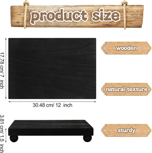 Amyhill Wood Pedestal Stand Kitchen Soap Tray Farmhouse Wooden Riser Stand for Kitchen Bathroom Counter Table Decor Plant Candle Vases Display (Black, 12 x 7 inch)