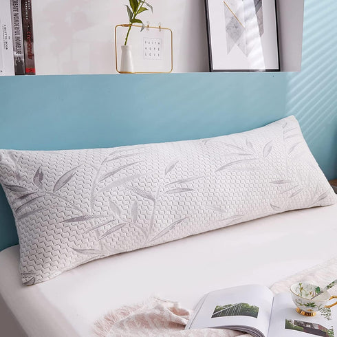 WhatsBedding Memory Foam Body Pillow for Adults with Zipperd Rayon Derived from Bamboo Cover, Breathable Long Pillow