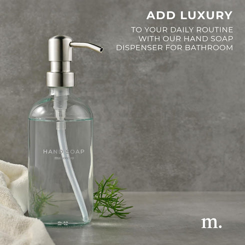 MaisoNovo Hand Soap Dispenser, 16.9 fl oz Clear Glass with Silver Pump, Bathroom Soap Dispenser x 1
