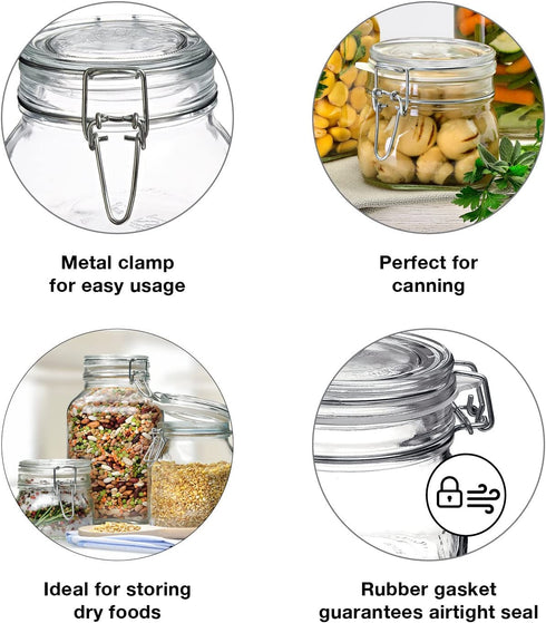 Bormioli Rocco Fido Clear Glass Jar with 85 mm Gasket, 0.5 Liter, Pack of 2