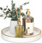 HGF Bathroom Vanity Tray, 10 Inch Lightweight Metal Round Decorative Tray for Kitchen Counter, White Brushed Gold
