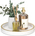 HGF Bathroom Vanity Tray, 10 Inch Lightweight Metal Round Decorative Tray for Kitchen Counter, White Brushed Gold