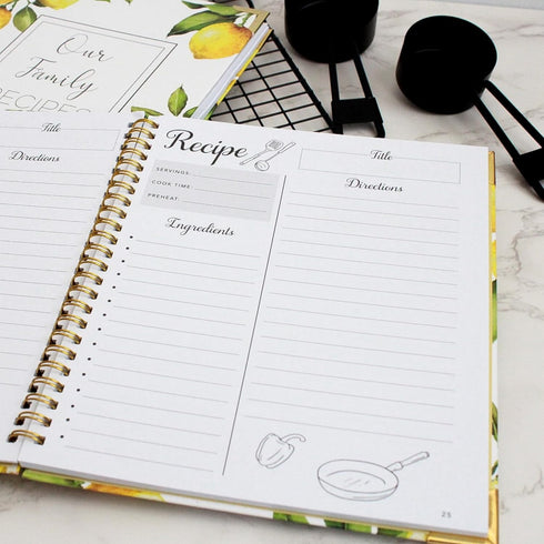 Recipe Book to Write Your Own Recipes, Blank Family Cookbook Journal, 100 Page DIY Cookbook, Spiral Bound Organizer