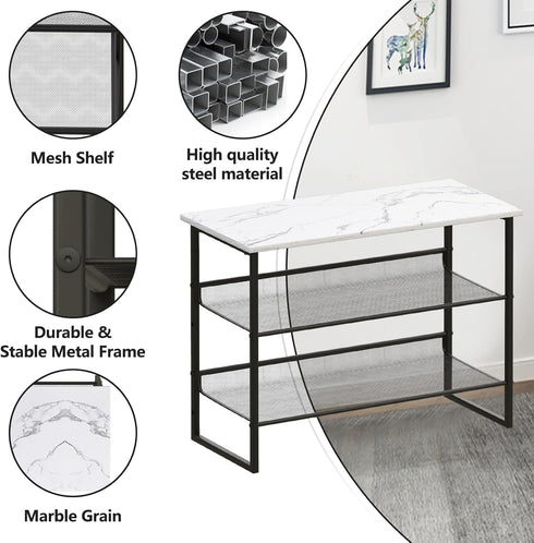 4 3 11.8" 25" 20" Closet Garden you Shoe Rack for Entryway Tiers D x W x H, Metal Shoe Rocks with White Wooden